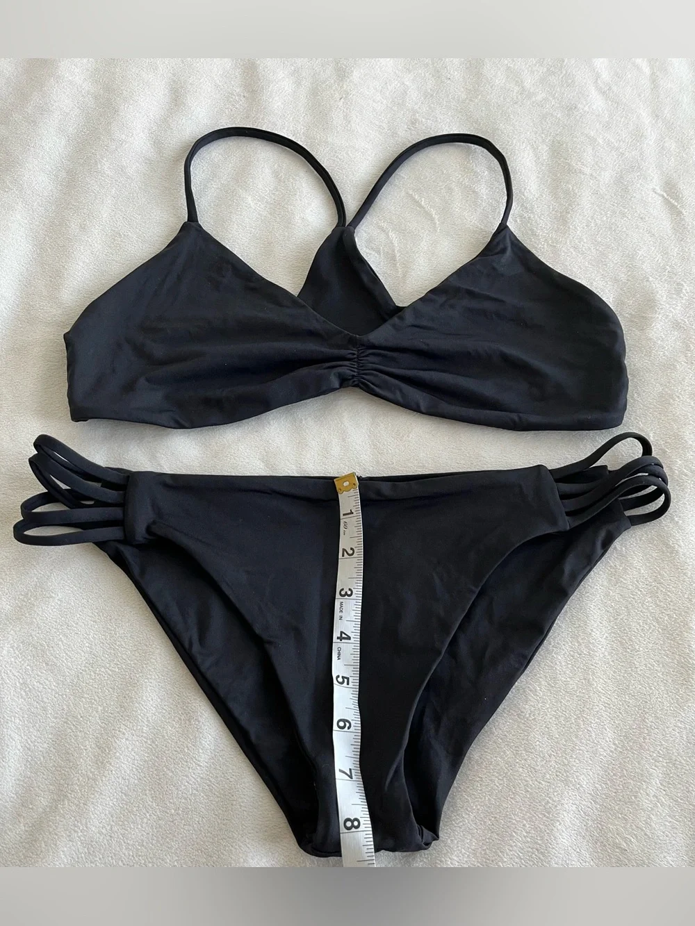 NEW L*Space Bikini Set Wild One Top & Low Down Bottom Black Large Resortwear